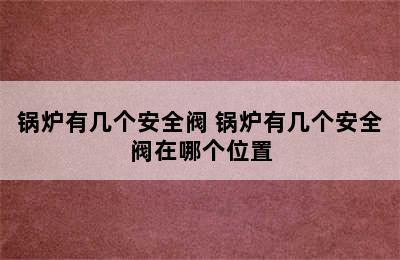 锅炉有几个安全阀 锅炉有几个安全阀在哪个位置